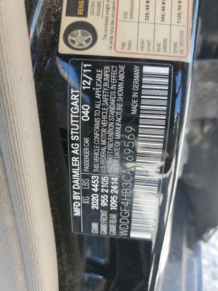 2012 Mercedes-Benz C 250 VIN: WDDGF4HB3CA669569 Lot: 60805995
