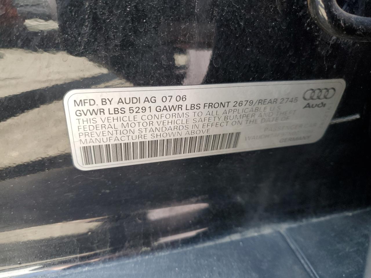 2007 Audi A6 3.2 Quattro VIN: WAUDH74F97N027094 Lot: 61401915