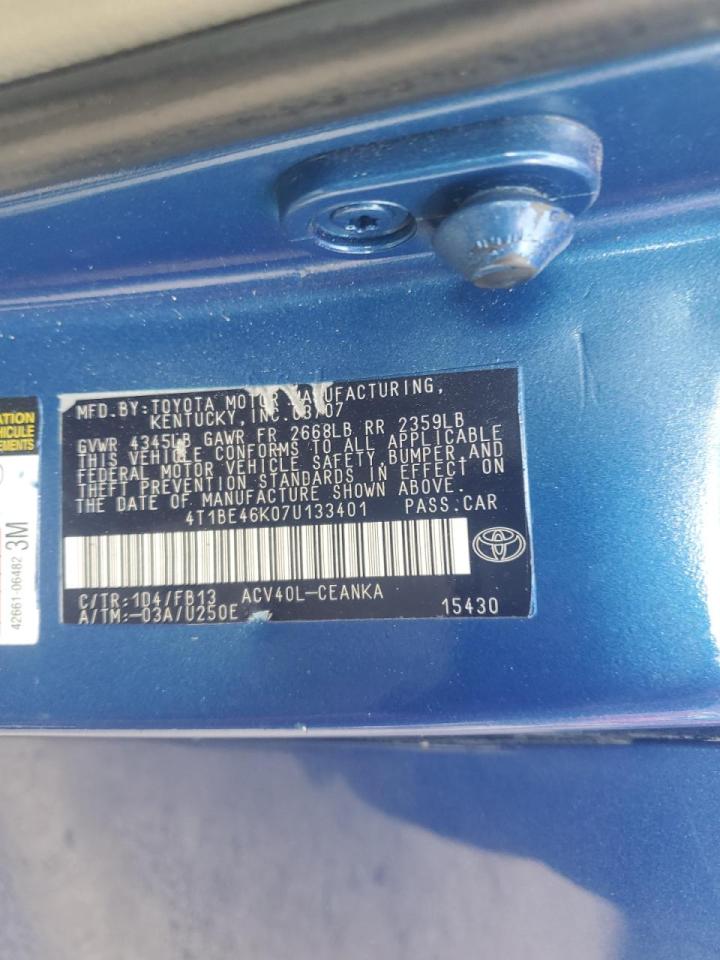 2007 Toyota Camry Ce VIN: 4T1BE46K07U133401 Lot: 59732775