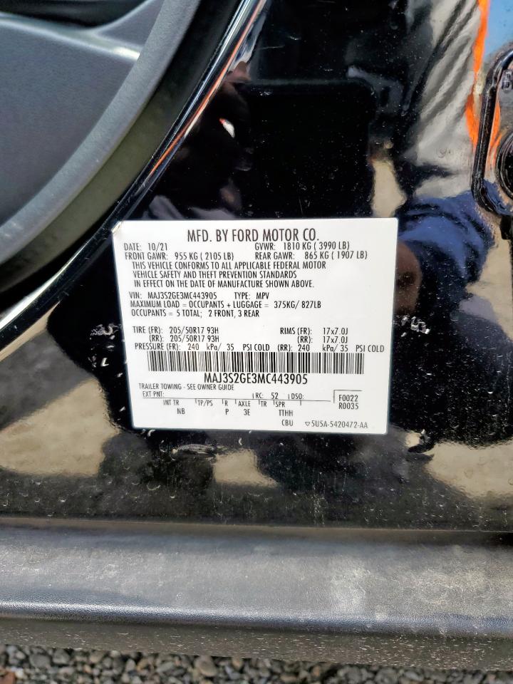 2021 Ford Ecosport Se VIN: MAJ3S2GE3MC443905 Lot: 62382255