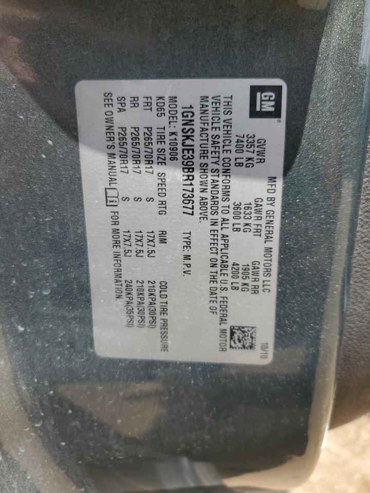 2011 Chevrolet Suburban K1500 Lt VIN: 1GNSKJE39BR173677 Lot: 61867245