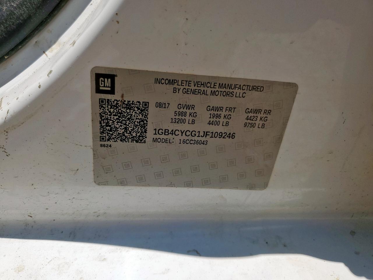 2018 Chevrolet Silverado C3500 VIN: 1GB4CYCG1JF109246 Lot: 62642205