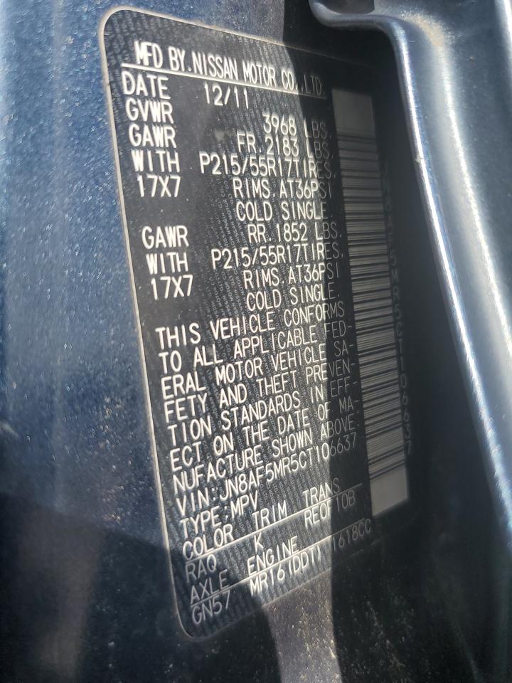 2012 Nissan Juke S VIN: JN8AF5MR5CT106637 Lot: 61362715