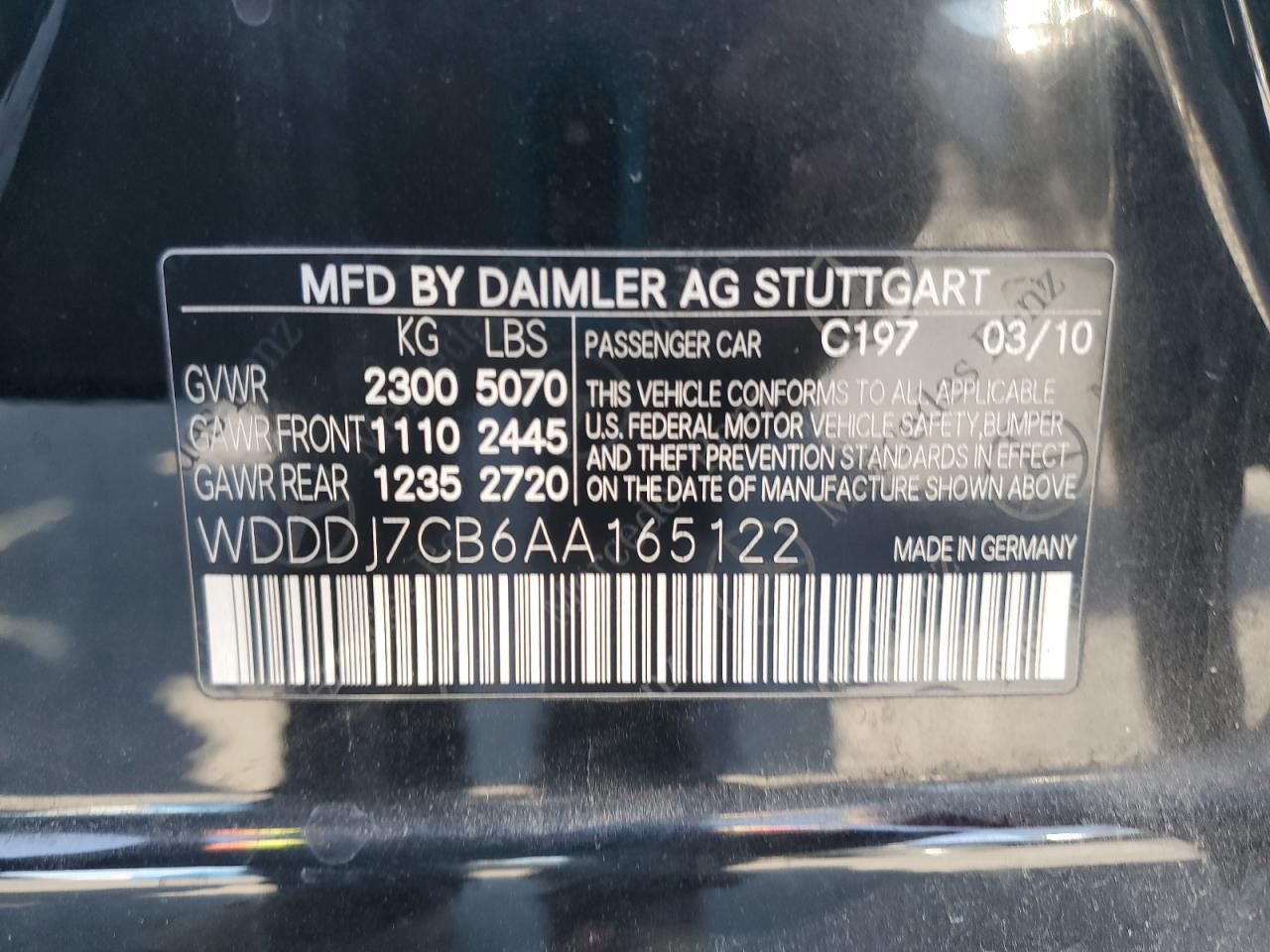 2010 Mercedes-Benz Cls 550 VIN: WDDDJ7CB6AA165122 Lot: 62373705