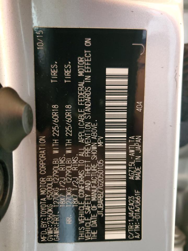 2016 Lexus Nx 200T Base VIN: JTJBARBZ7G2050105 Lot: 62690335