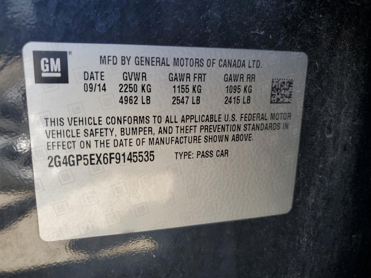 2015 Buick Regal Premium VIN: 2G4GP5EX6F9145535 Lot: 62234985