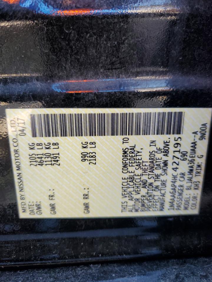 2017 Nissan Maxima 3.5S VIN: 1N4AA6AP4HC427195 Lot: 61679075