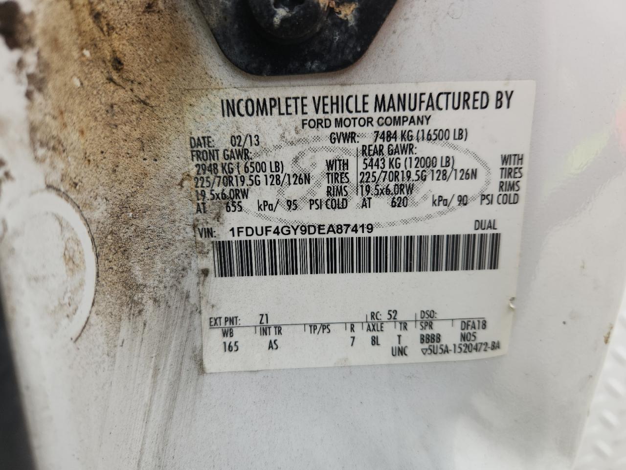 2013 Ford F450 Super Duty VIN: 1FDUF4GY9DEA87419 Lot: 61358785