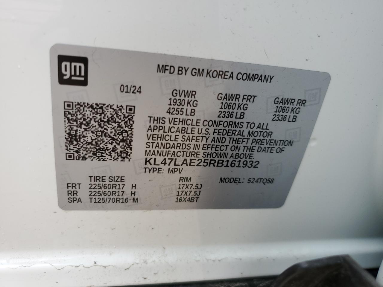 2024 Buick Envista Preferred VIN: KL47LAE25RB161932 Lot: 61076565