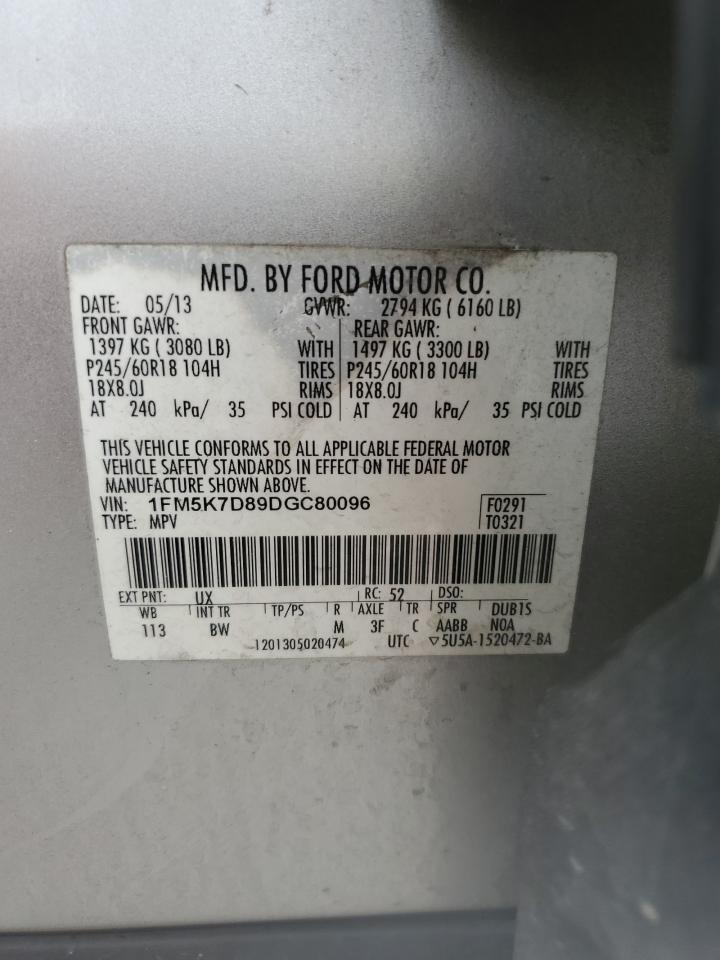 2013 Ford Explorer Xlt VIN: 1FM5K7D89DGC80096 Lot: 61499935