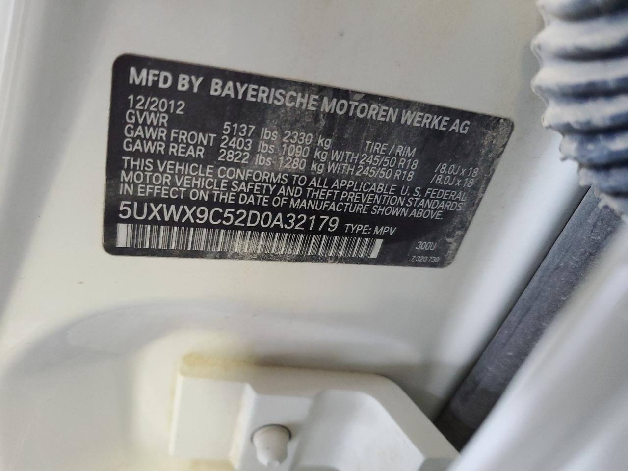 2013 BMW X3 xDrive28I VIN: 5UXWX9C52D0A32179 Lot: 63121445