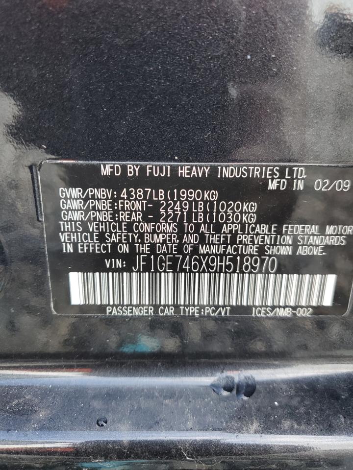 2009 Subaru Impreza 2.5 Gt VIN: JF1GE746X9H518970 Lot: 61331155