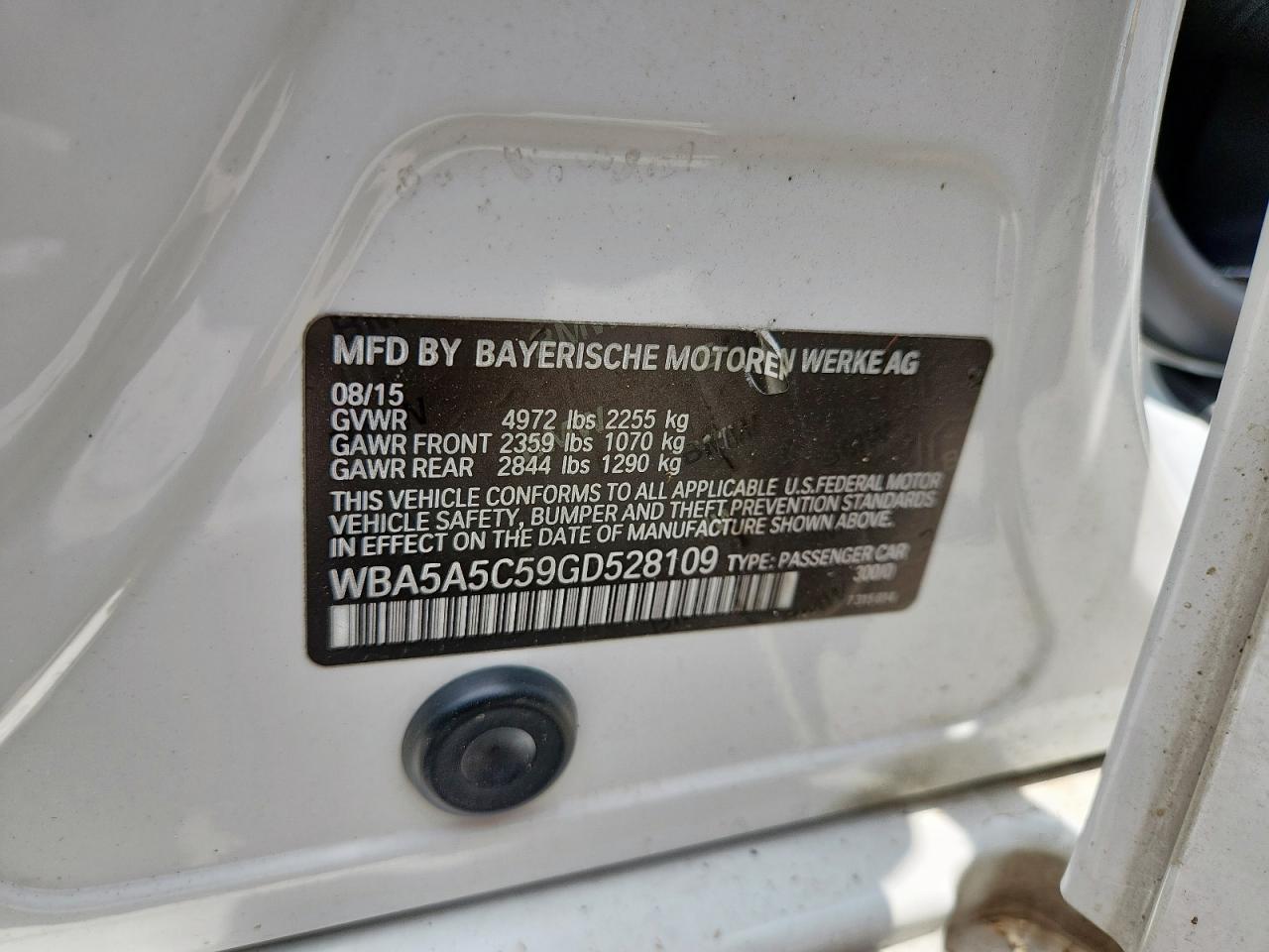 2016 BMW 528 I VIN: WBA5A5C59GD528109 Lot: 61691405