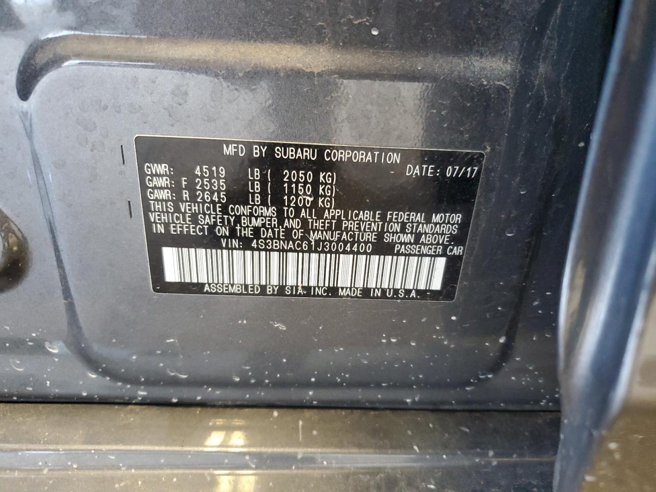 SUBARU LEGACY 2018 VIN 4S3BNAC61J3004400 фото 12