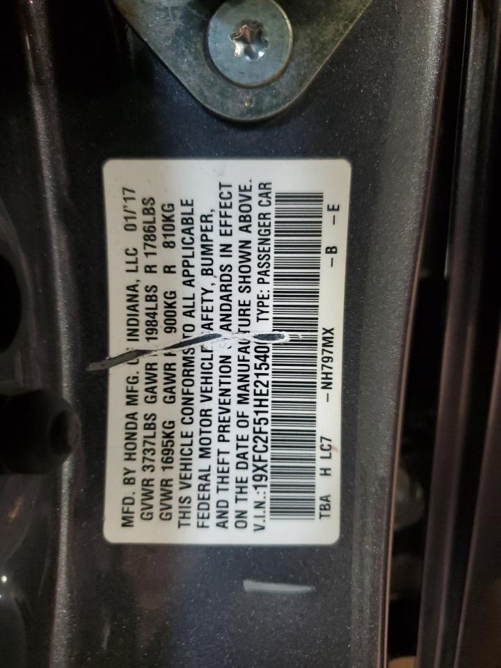 HONDA CIVIC 2017 VIN 19XFC2F51HE215406 фото 13
