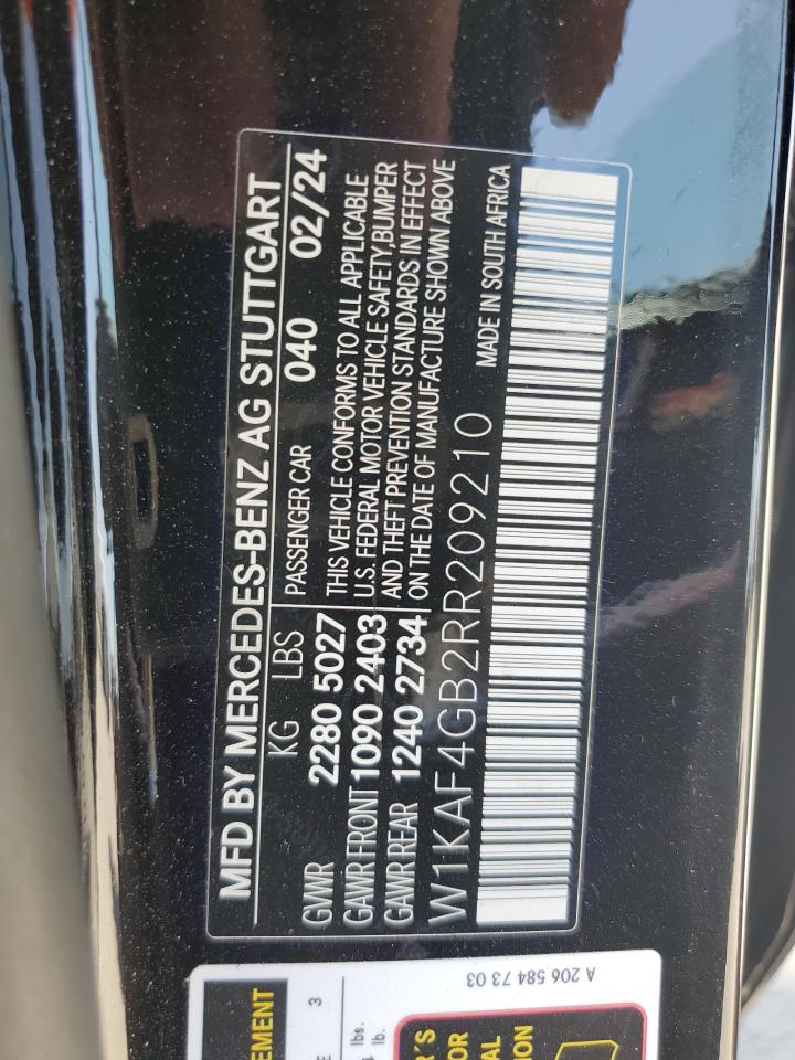 2024 Mercedes-Benz C 300 VIN: W1KAF4GB2RR209210 Lot: 59010885