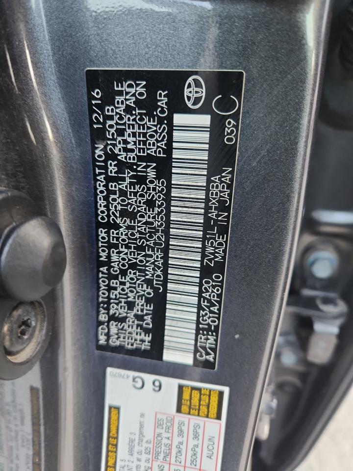 2017 Toyota Prius VIN: JTDKARFU2H3533935 Lot: 62002515
