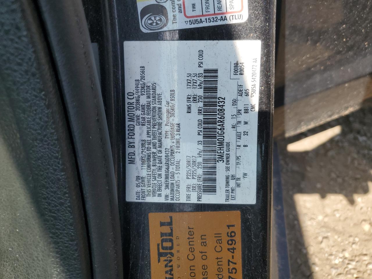 MERCURY MILAN 2010 VIN 3MEHM0JG6AR608432 zdjęcie 12