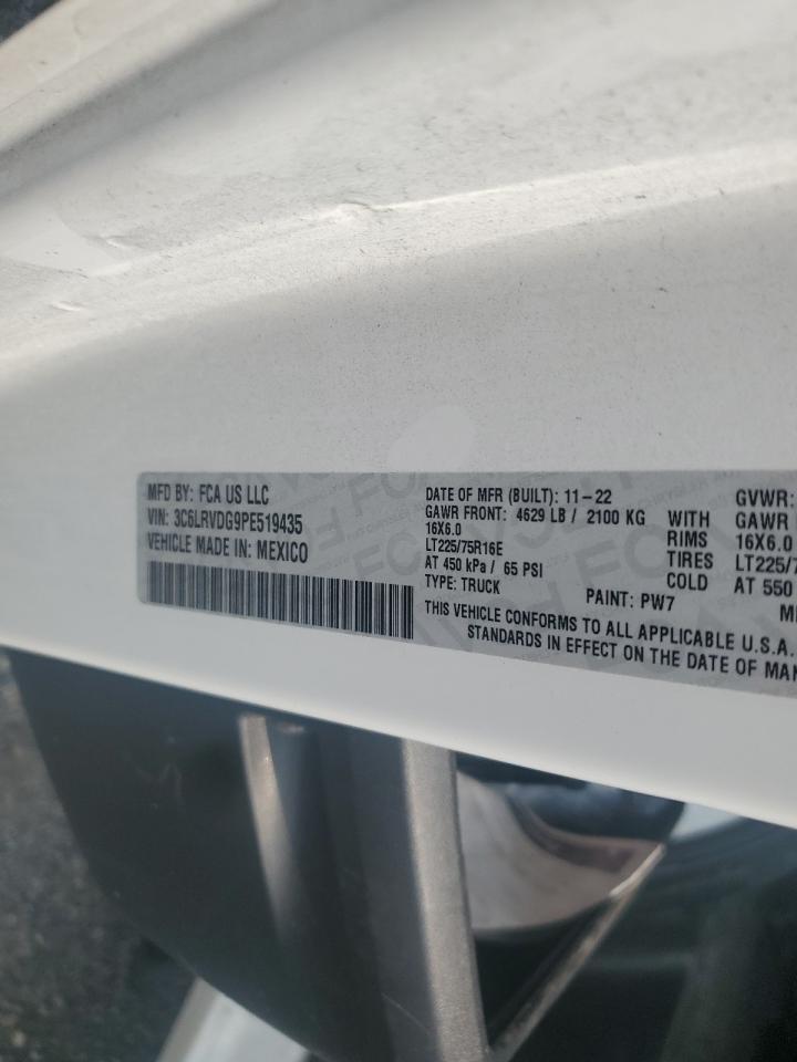 2023 Ram Promaster 2500 2500 High VIN: 3C6LRVDG9PE519435 Lot: 60545925