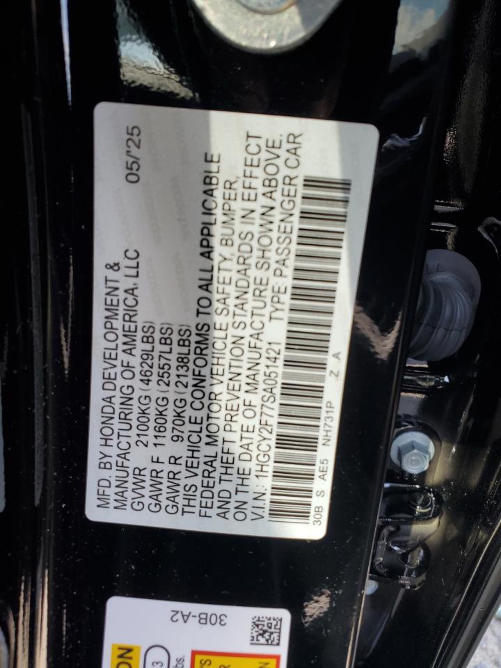 2025 Honda Accord Hybrid Sport-L VIN: 1HGCY2F77SA051421 Lot: 63022535