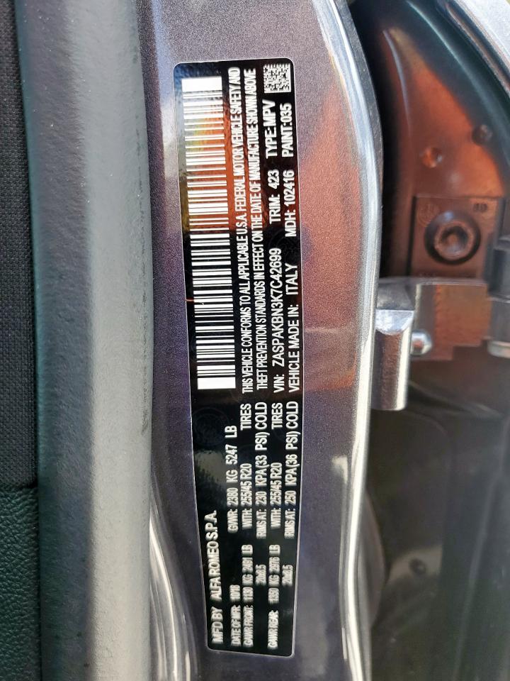 2019 Alfa Romeo Stelvio Ti VIN: ZASPAKBN3K7C42699 Lot: 61227965