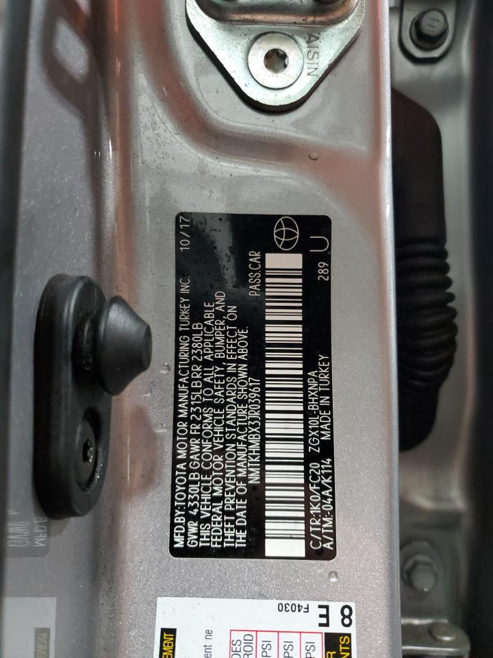 2018 Toyota C-Hr Xle VIN: NMTKHMBX3JR039617 Lot: 62501255