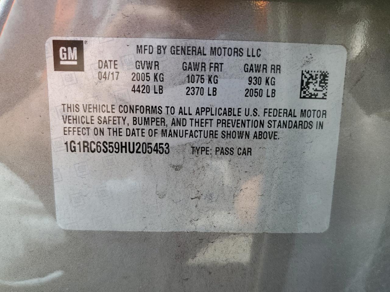 CHEVROLET VOLT 2017 VIN 1G1RC6S59HU205453 zdjęcie 12