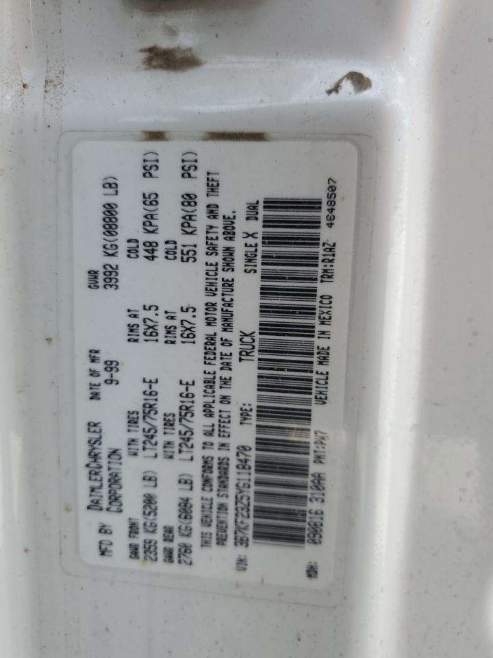2000 Dodge Ram 2500 VIN: 3B7KF23Z5YG118470 Lot: 60055305