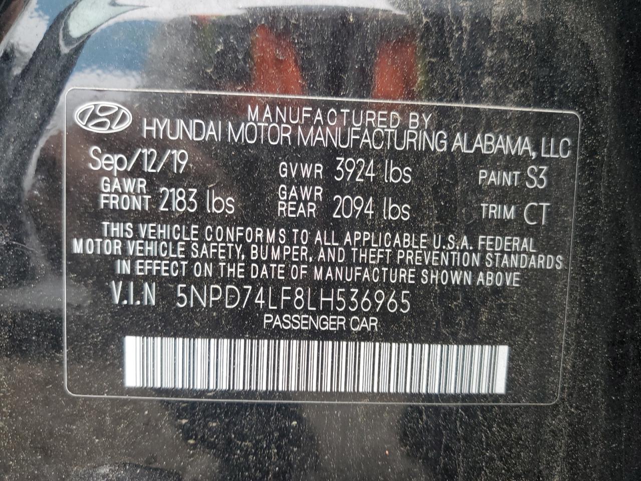 2020 Hyundai Elantra Se VIN: 5NPD74LF8LH536965 Lot: 61025585