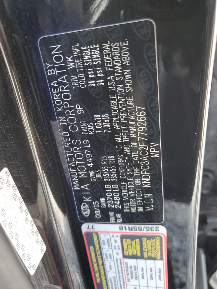 2015 Kia Sportage Ex VIN: KNDPC3AC2F7792667 Lot: 61635595