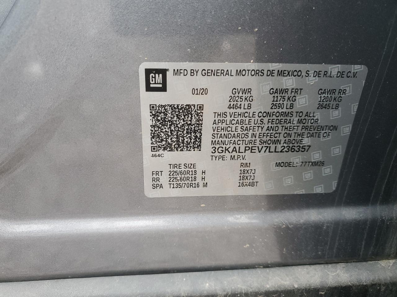 2020 GMC Terrain Slt VIN: 3GKALPEV7LL236357 Lot: 59584695