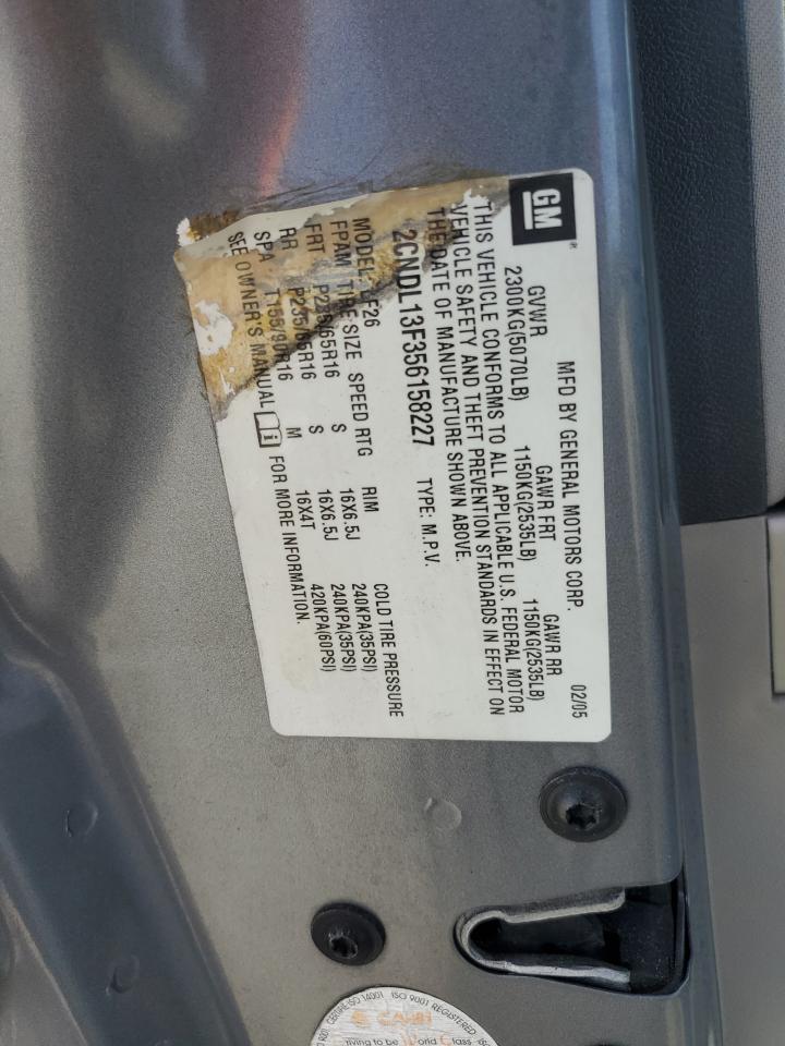 2005 Chevrolet Equinox Ls VIN: 2CNDL13F356158227 Lot: 61066505