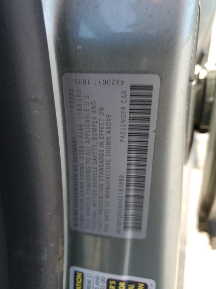2004 Volkswagen Passat Gls VIN: WVWPD63B44E181888 Lot: 60242875