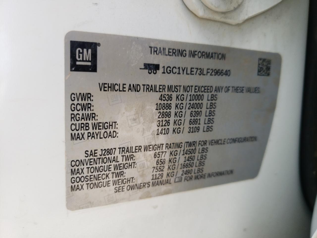 CHEVROLET ALL Models 2020 VIN 1GC1YLE73LF296640 photo 12