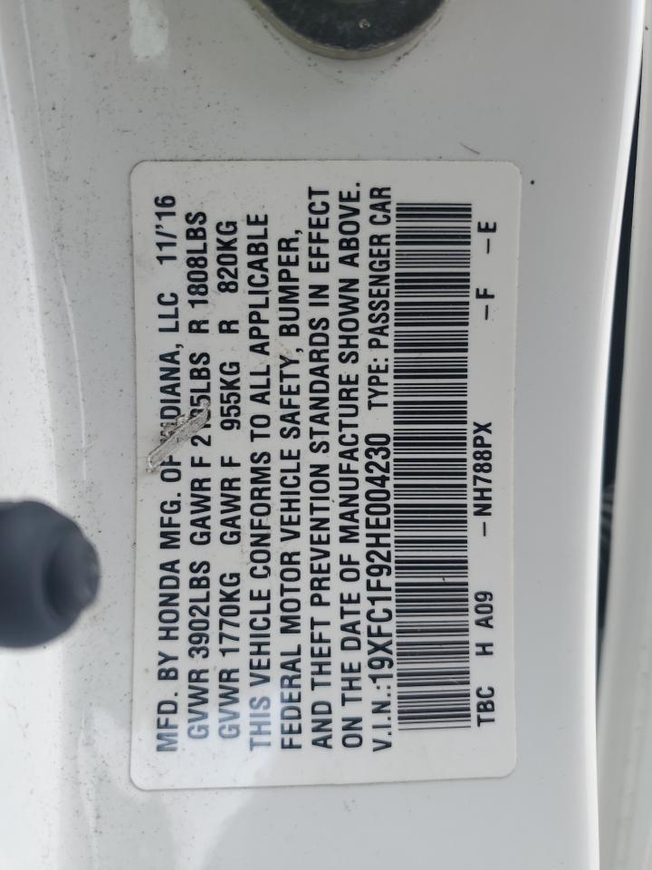 2017 Honda Civic Touring VIN: 19XFC1F92HE004230 Lot: 59985205