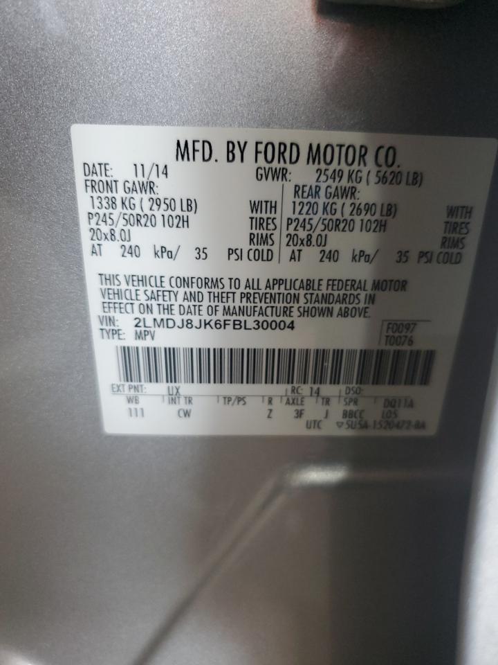 2015 Lincoln Mkx VIN: 2LMDJ8JK6FBL30004 Lot: 61555685