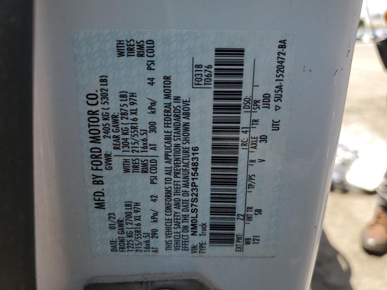 2023 Ford Transit Connect Xl VIN: NM0LS7S23P1548316 Lot: 61489055