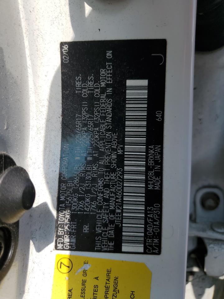 TOYOTA HIGHLANDER 2006 VIN JTEEW21A460027293 фото 13