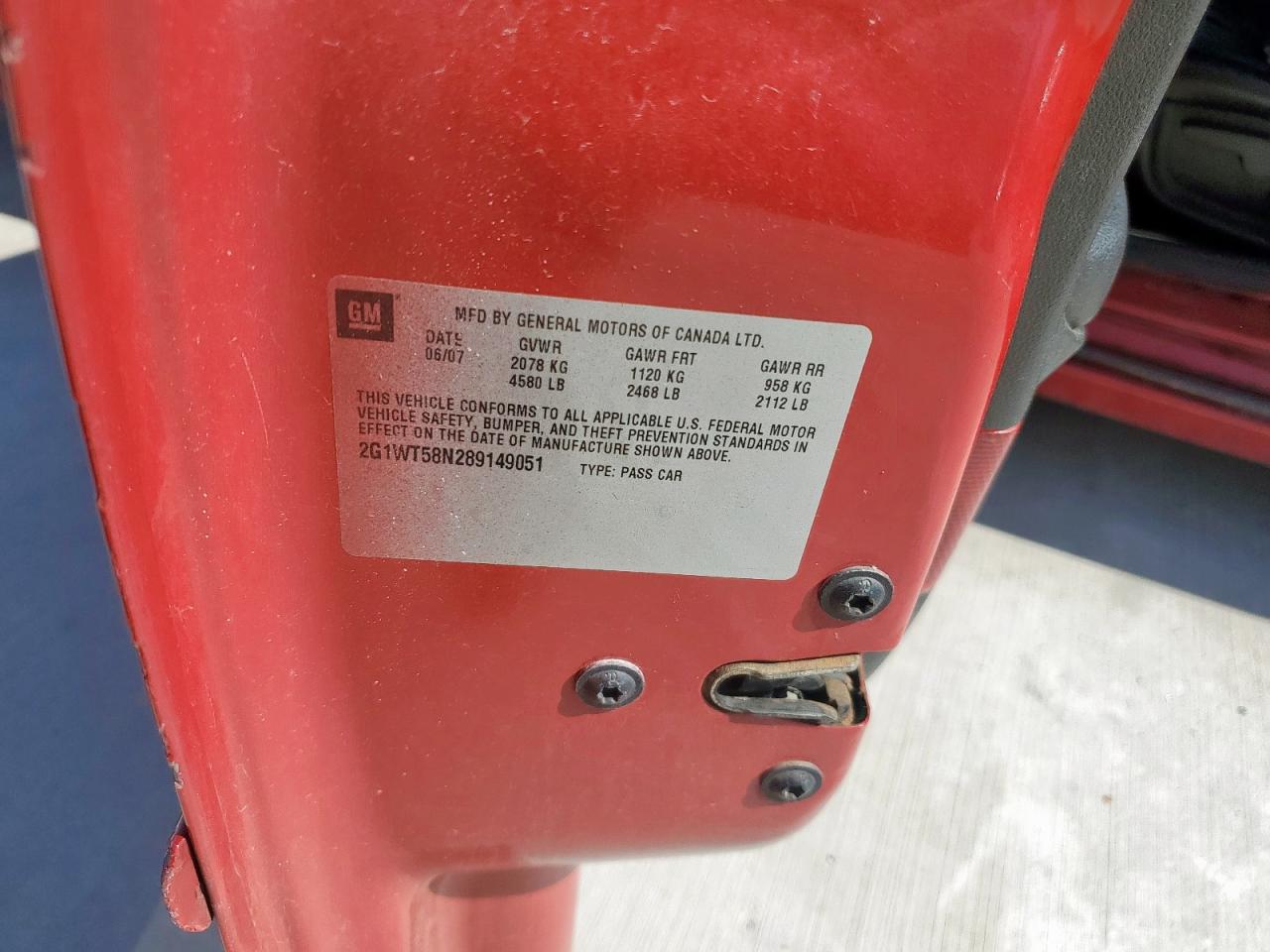 2008 Chevrolet Impala Lt VIN: 2G1WT58N289149051 Lot: 60044275