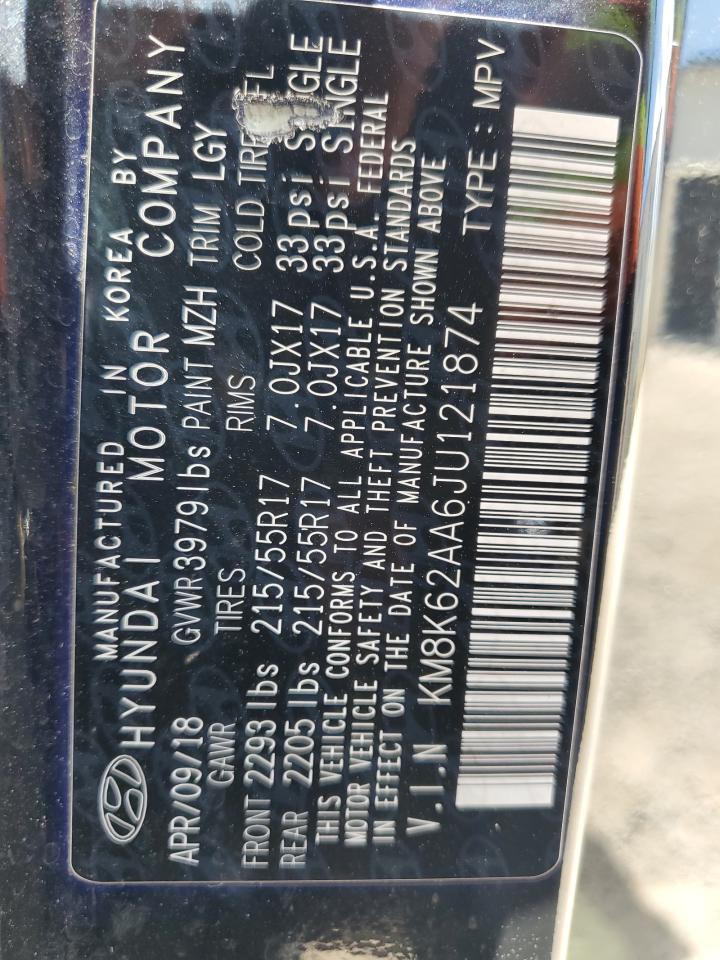 2018 Hyundai Kona Sel VIN: KM8K62AA6JU121874 Lot: 61475405