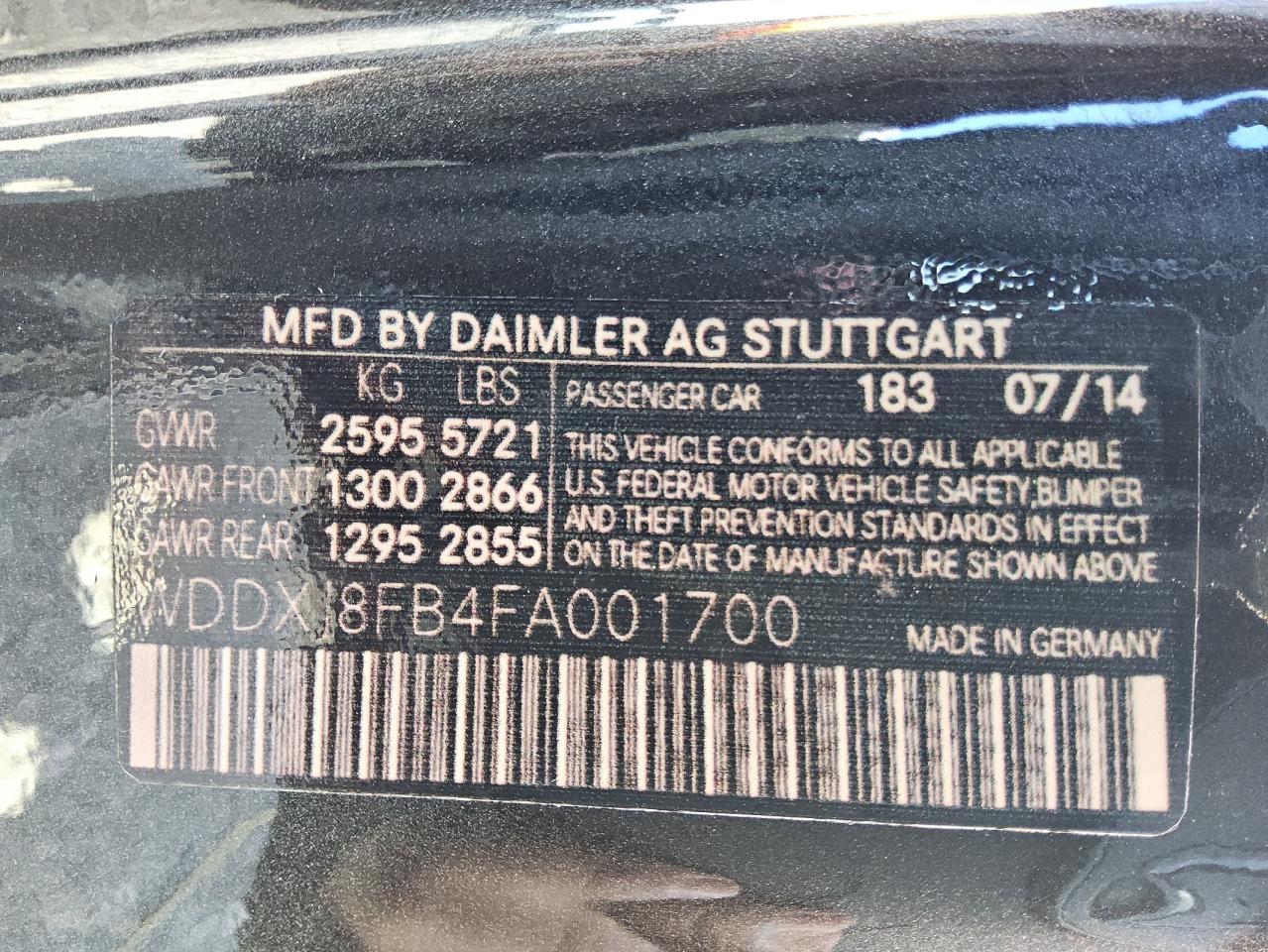 2015 Mercedes-Benz S 550 VIN: WDDXJ8FB4FA001700 Lot: 61138325