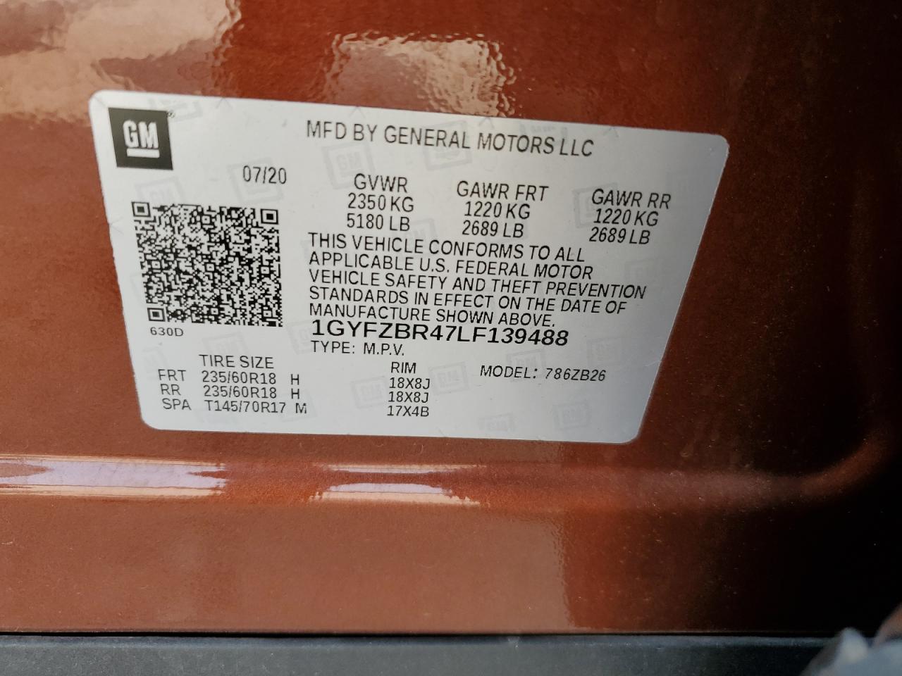 2020 Cadillac Xt4 Luxury VIN: 1GYFZBR47LF139488 Lot: 60599045
