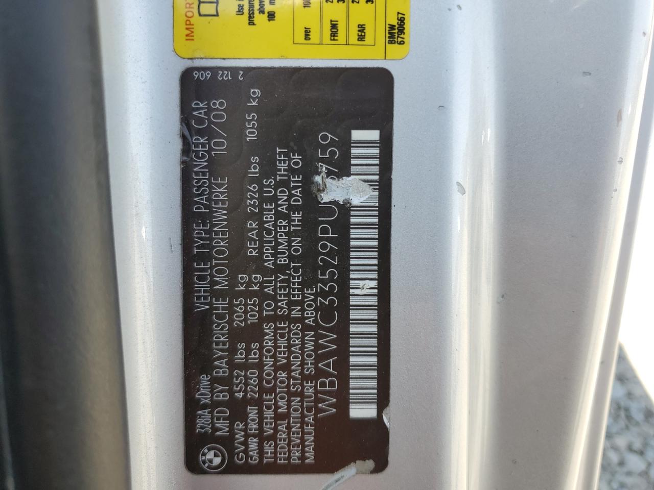 2009 BMW 328 Xi VIN: WBAWC33529PU83759 Lot: 62754445