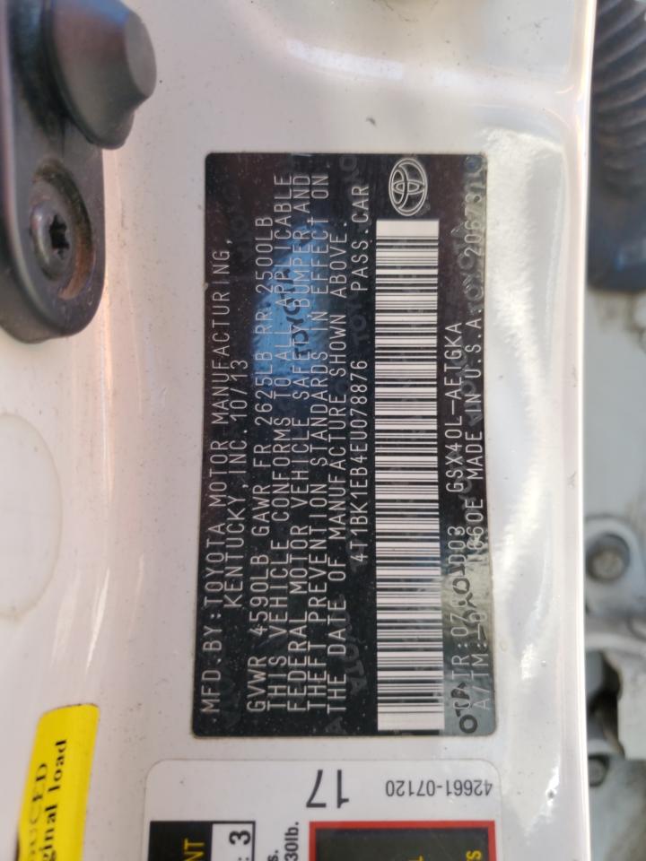 2014 Toyota Avalon Base VIN: 4T1BK1EB4EU078876 Lot: 62595585