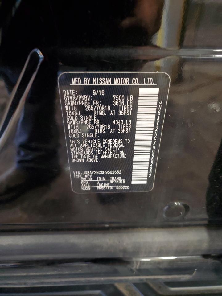 2017 Nissan Armada Sv VIN: JN8AY2NCXH9502652 Lot: 60862015