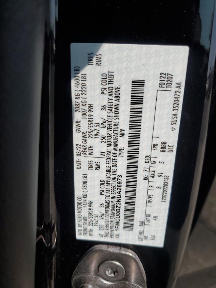 2022 Ford Escape Se VIN: 1FMCU0BZ3NUA26973 Lot: 62126715