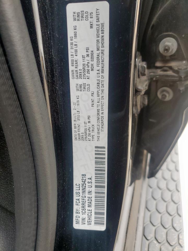 2022 Ram 1500 Big Horn/Lone Star VIN: 1C6RREFG1NN254218 Lot: 59722345