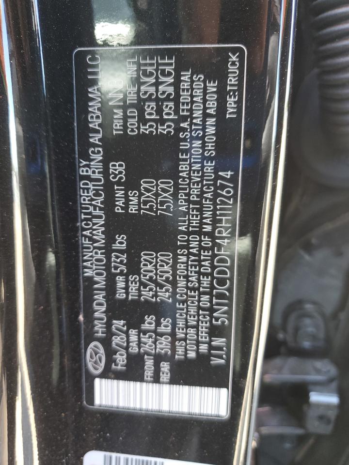 2024 Hyundai Santa Cruz Night VIN: 5NTJCDDF4RH112674 Lot: 60076725