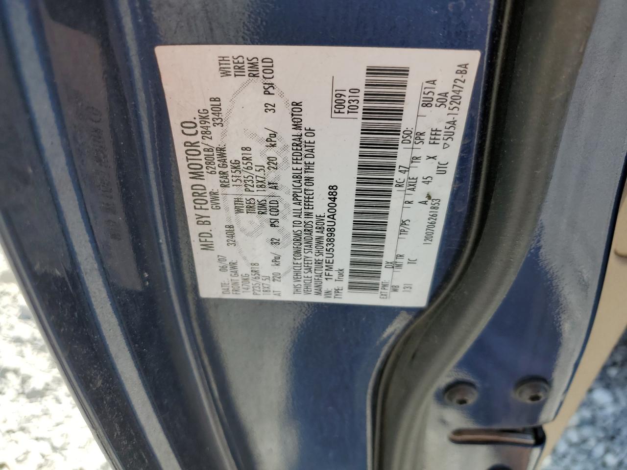 2008 Ford Explorer Sport Trac Limited VIN: 1FMEU53898UA00488 Lot: 62420855