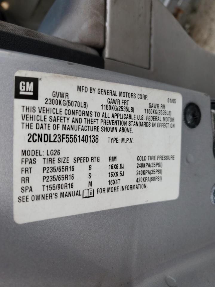 2005 Chevrolet Equinox Ls VIN: 2CNDL23F556140138 Lot: 59571845